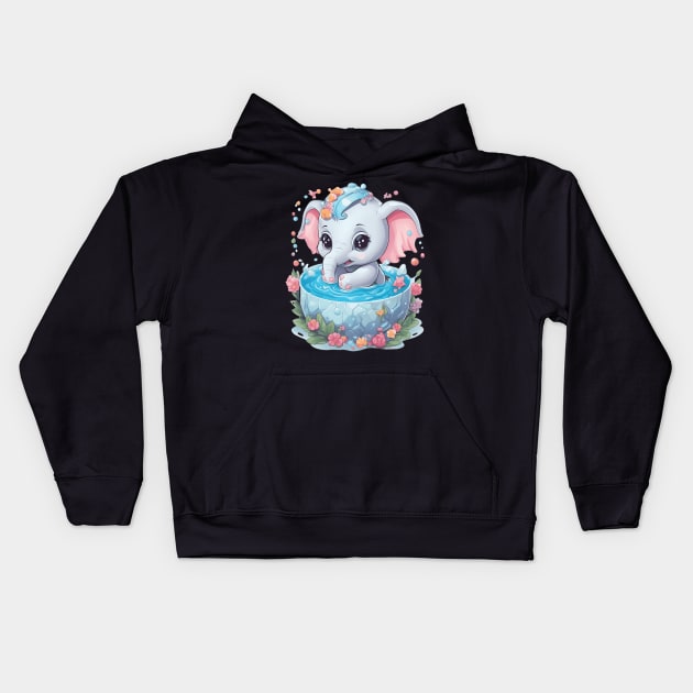 Elephant Drawing Kids Hoodie by animegirlnft